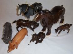 Sel of Beswick & Royal Doulton pigs and horses