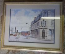 Framed watercolour of Riby Square Grimsby by David Work