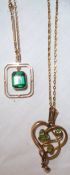 Edw pendant & chain, & emerald type pendant & chain