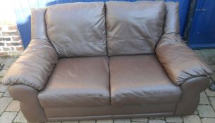 Leather 2 seater sofa, rug & plastic shower chair