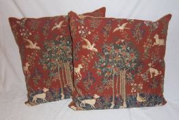 2 tapestry cushions (as new)