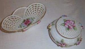 Klausenberg porcelain oval trinket dish & covered round pot