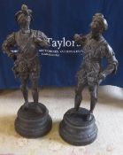 Pr spelter figures ht approx 76cm