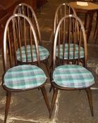 4 Windsor dining chairs with seat pads