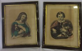 2 framed prints - "Fanny" & "Miau"