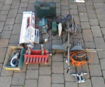 Black & Decker drill, Bosch belt sander, Wolf electric planer, circular saw, tile cutter etc