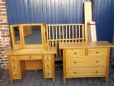 John Lewis sycamore bedroom suite comprising of a chest of drawers, dressing table, 2 bedside