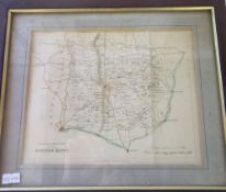 Framed map of Lincolnshire showing the Burton Hunt meeting places