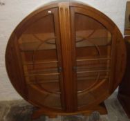 Round art deco display cabinet with 3 glass shelves