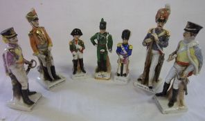 7 continental army officer figures including 'Officier des hussards', 'Grenadier de la garde', etc
