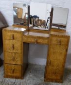 Walnut veneer art deco dressing table