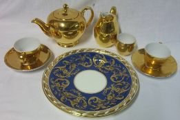 Royal Worcester guilded milk jug, bowl, 2 cups & saucers, Royal Winton guilded tea pot & a