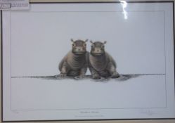 Warwick Higgs Ltd Ed, signed 'Baby Hippo' print.