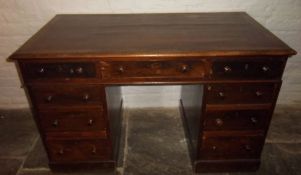 Vict pedestal desk, size approx 4ft x 2ft 3 in.