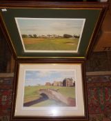 2 prints by Graeme W Baxter, "Old Course St Andrews" and "Muirfield, Scotland"