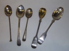 5 silver teaspoons Sheff 1890 - 1925 - wt approx 3.7 oz