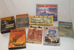 Board games including Hitler's War, Patton's Best, Rise & Decline of the Third Reich, Squad Leader