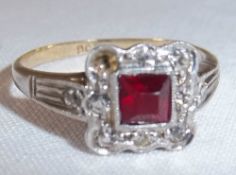 9ct gold ruby & diamond ring