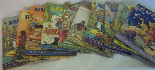 Sel of Rupert the Bear Annuals dated from the 1950's, 60's and 70's.