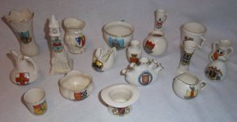 15 pieces approx of Lincolnshire crested china inc. Arcadian, Carlton, Goss etc.