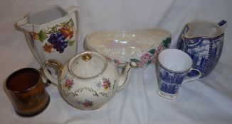 Sel. pottery inc. Ringtons Malingware jug, Arthur Wood Royal Bradwell mug, Sadler teapot, etc