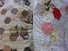 Hand sewn patchwork quilt with 2" decorative patches, size approx 90 x 102 in (7ft 6 x 8ft 6 )