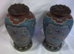 2 Cloissoné style ceramic vases
