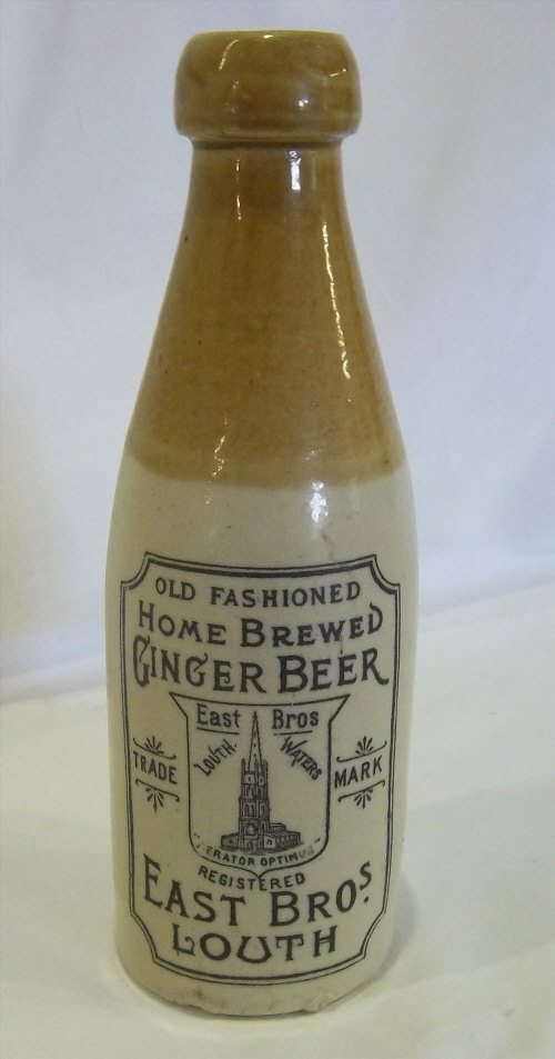 East Bros Louth ginger beer bottle with St James' Church emblem