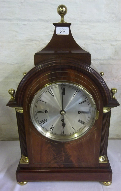 19th C. mah. bracket clock which was purchased from the Louth Gentlemen's Club when it closed in