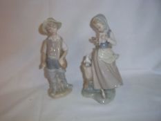 Lladro figurine of girl with doves & Lladro Daisa figurine