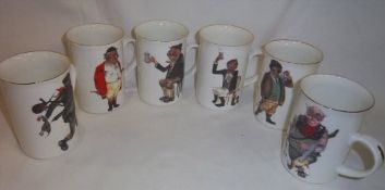 Set of six David Cuppleditch mugs