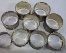 9 silver napkin rings - wt approx 5.5 oz