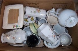 Box of crockery incl. Noritake Ireland Coffee pot etc