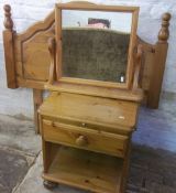 Pine bedside cabinet, toilet mirror & headboard