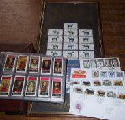 4 first day covers, album of cigarette cards & framed Wills cigarette cards