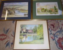 3 watercolours, one by Frank A Oakley