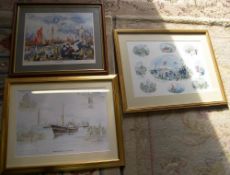 2 signed Colin Carr framed prints 'Images of Cleethorpes' & '100 years young' and framed print '