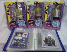 Take That Robbie, Mark and Howard boxed ltd ed dolls, and a folder of Queen memorabilia