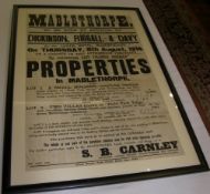 Dickinson, Riggall & Davy framed auction poster 1918