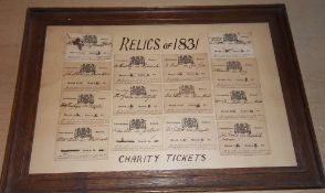 Framed set of 'Relics of 1831' Louth charity tickets