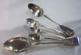 Silver desert spoon Sheff 1906, 4 silver tea spoons - approx wt. 3 oz
