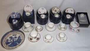 13 miniature cups and saucers inc. Royal Doulton, Coalport, Royal Worcester, etc