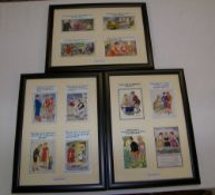 3 picture frames containing McGill postcards