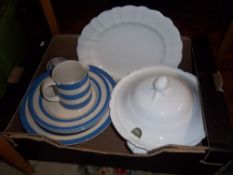 Sel T.G. Green Cornish ware inc bowls, mugs, white lidded tureen & meat plate