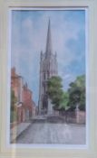 Framed Eastwood water colour of St James Church, Louth