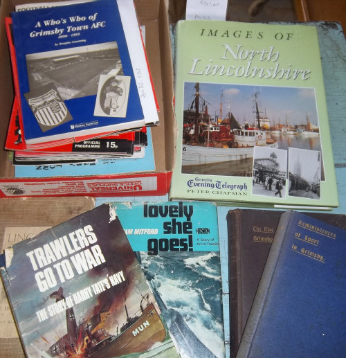 Sel. books inc. "Trawlers go to war", signed by author, "Lovely she goes", with map, "