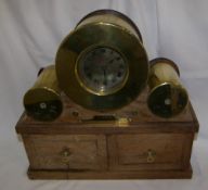 Brass mantle clock converted from WW1 shell casing inscribed "Tanks Great 1914-1918 War"