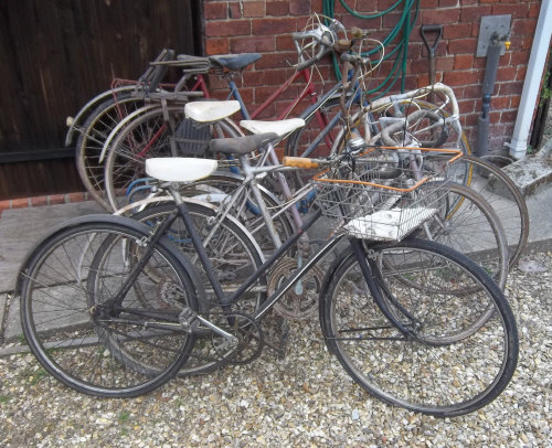 6 old bicycles