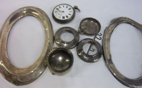 Sel. of silver items including photo frames, watch, etc - wt approx (without watch) 3.7 oz