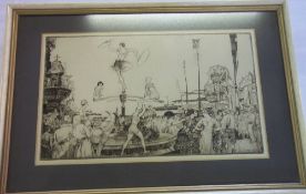 A framed etching by Sir William Russell Flint
